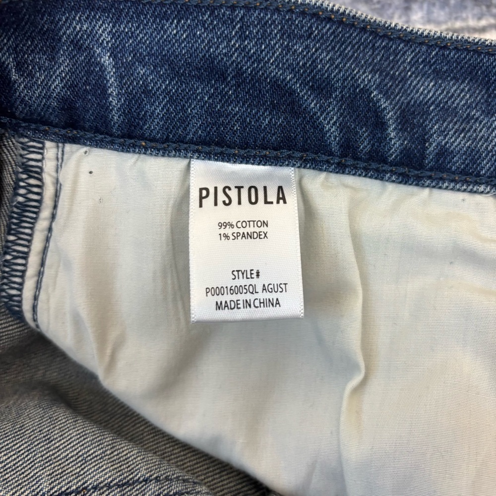 Pistola Eli High Rise Barrel Leg Jeans Women’s Size 30 Augustus Blue Rigid - Picture 9 of 10